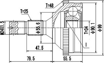 Dynamatrix DCV810024 - Шарнирный комплект, ШРУС, приводной вал autospares.lv