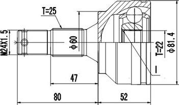 Dynamatrix DCV810025 - Шарнирный комплект, ШРУС, приводной вал autospares.lv