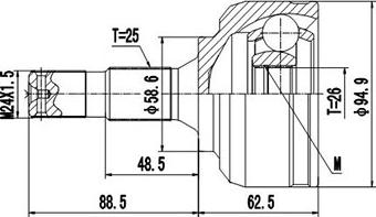 Dynamatrix DCV810075 - Шарнирный комплект, ШРУС, приводной вал autospares.lv