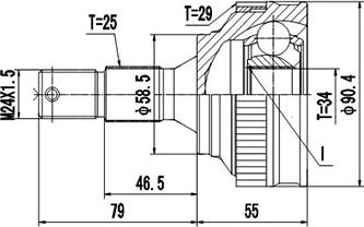 Dynamatrix DCV810076 - Шарнирный комплект, ШРУС, приводной вал autospares.lv