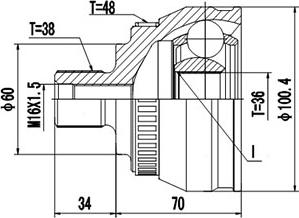 Dynamatrix DCV818025 - Шарнирный комплект, ШРУС, приводной вал autospares.lv