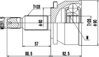 Dynamatrix DCV839134 - Шарнирный комплект, ШРУС, приводной вал autospares.lv