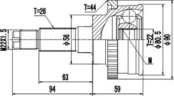 Dynamatrix DCV834006 - Шарнирный комплект, ШРУС, приводной вал autospares.lv