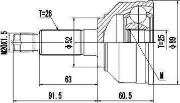 Dynamatrix DCV834001 - Шарнирный комплект, ШРУС, приводной вал autospares.lv