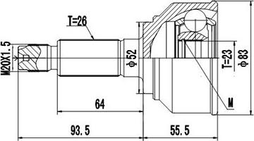 Dynamatrix DCV834002 - Шарнирный комплект, ШРУС, приводной вал autospares.lv