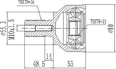 Dynamatrix DCV834015 - Шарнирный комплект, ШРУС, приводной вал autospares.lv