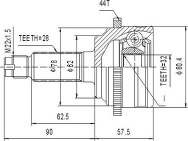 Dynamatrix DCV834084 - Шарнирный комплект, ШРУС, приводной вал autospares.lv