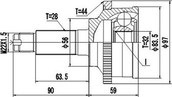 Dynamatrix DCV834117 - Шарнирный комплект, ШРУС, приводной вал autospares.lv