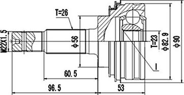 Dynamatrix DCV822001 - Шарнирный комплект, ШРУС, приводной вал autospares.lv