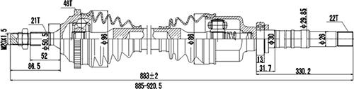 Dynamatrix DDS245035 - Приводной вал autospares.lv