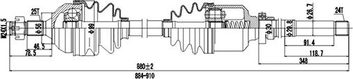 Dynamatrix DDS245070 - Приводной вал autospares.lv