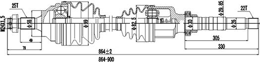 Dynamatrix DDS210205 - Приводной вал autospares.lv