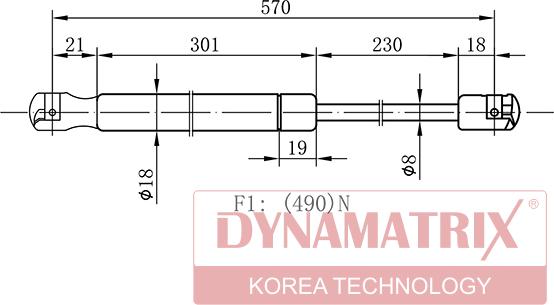 Dynamatrix DGS9668DO - Газовая пружина, упор autospares.lv