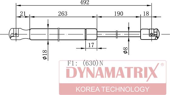 Dynamatrix DGS4932SV - Газовая пружина, упор autospares.lv