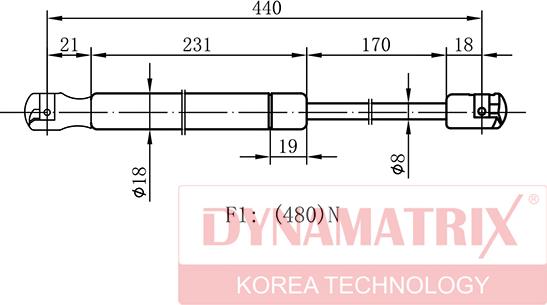 Dynamatrix DGS6541LG - Газовая пружина, упор autospares.lv