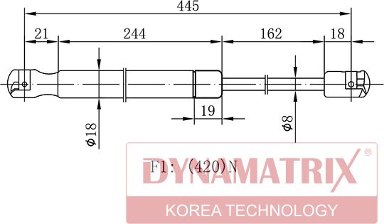 Dynamatrix DGS0918QQ - Газовая пружина, упор autospares.lv