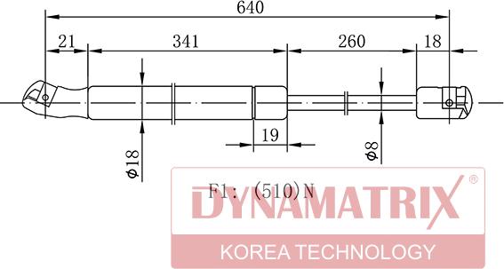 Dynamatrix DGS0421VG - Газовая пружина, упор autospares.lv