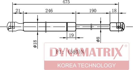 Dynamatrix DGS0028DR - Газовая пружина, упор autospares.lv