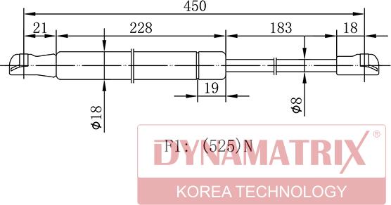 Dynamatrix DGS015496 - Газовая пружина, упор autospares.lv