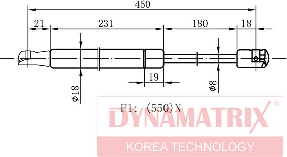 Dynamatrix DGS016823 - Газовая пружина, упор autospares.lv