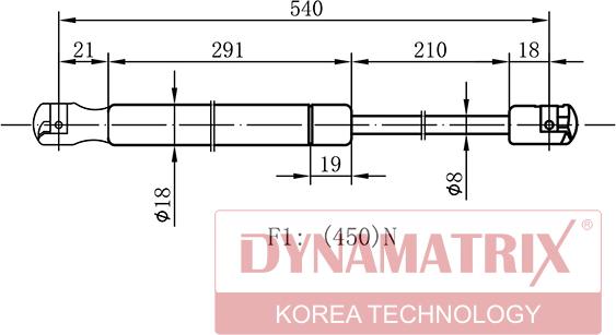 Dynamatrix DGS011499 - Газовая пружина, упор autospares.lv