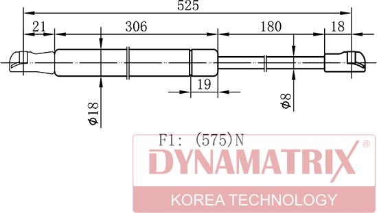 Dynamatrix DGS018051 - Газовая пружина, упор autospares.lv