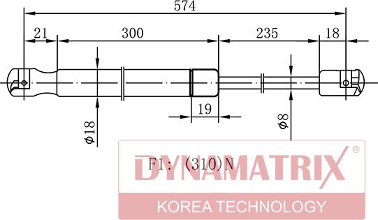 Dynamatrix DGS012553 - Газовая пружина, упор autospares.lv