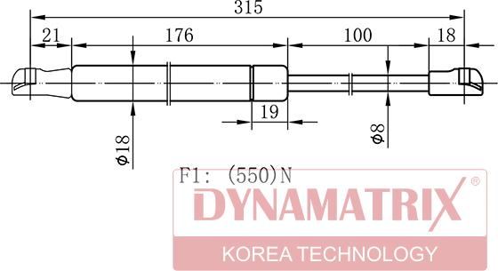 Dynamatrix DGS017353 - Газовая пружина, упор autospares.lv