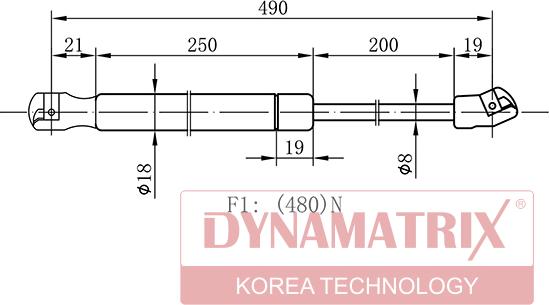 Dynamatrix DGS017203 - Газовая пружина, упор autospares.lv