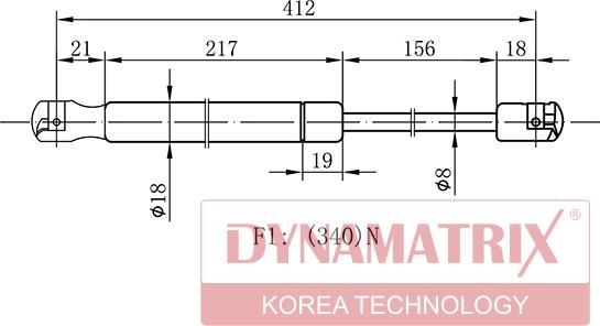 Dynamatrix DGS0818MM - Газовая пружина, упор autospares.lv