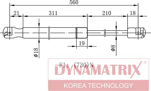 Dynamatrix DGS023247 - Газовая пружина, упор autospares.lv