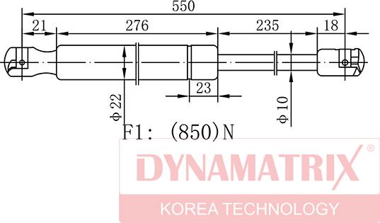 Dynamatrix DGS1976BP - Газовая пружина, упор autospares.lv