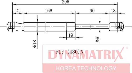 Dynamatrix DGS1589BW - Газовая пружина, упор autospares.lv