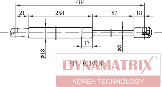 Dynamatrix DGS1525QS - Газовая пружина, упор autospares.lv