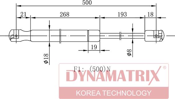 Dynamatrix DGS106150 - Газовая пружина, упор autospares.lv