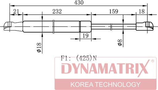 Dynamatrix DGS115683 - Газовая пружина, упор autospares.lv