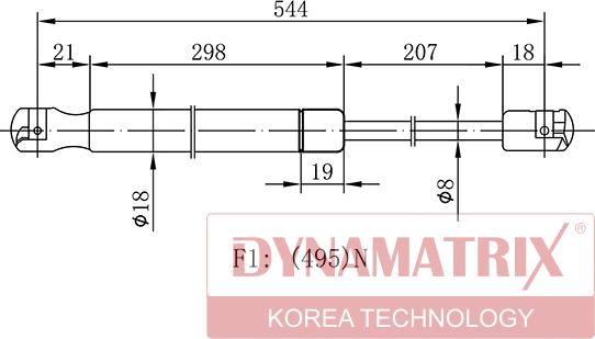 Dynamatrix DGS1820BB - Газовая пружина, упор autospares.lv