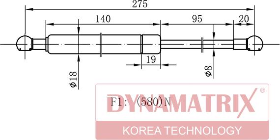 Dynamatrix DGS1393BG - Газовая пружина, упор autospares.lv