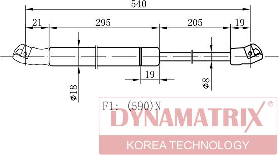 Dynamatrix DGS1308PG - Газовая пружина, упор autospares.lv