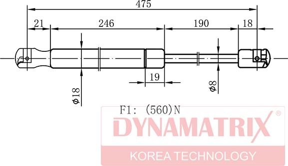 Dynamatrix DGS1311PI - Газовая пружина, упор autospares.lv