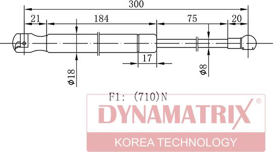 Dynamatrix DGS138654 - Газовая пружина, упор autospares.lv