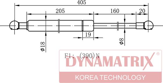 Dynamatrix DGS1386BY - Газовая пружина, упор autospares.lv