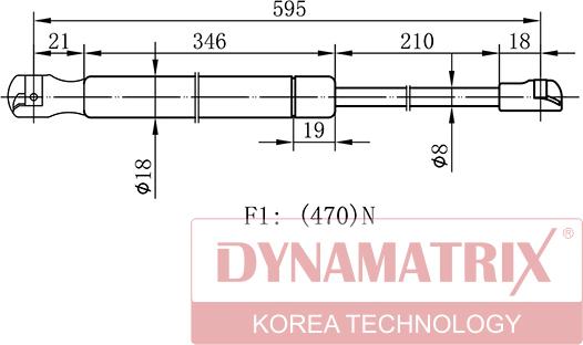 Dynamatrix DGS128344 - Газовая пружина, упор autospares.lv