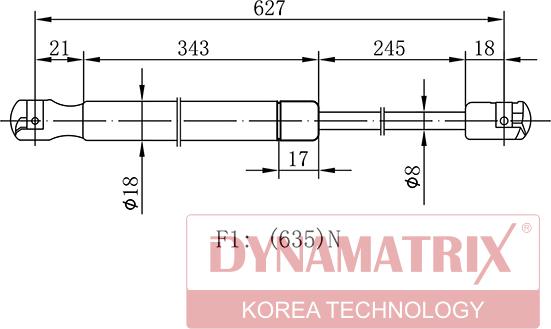 Dynamatrix DGS1283247 - Газовая пружина, упор autospares.lv