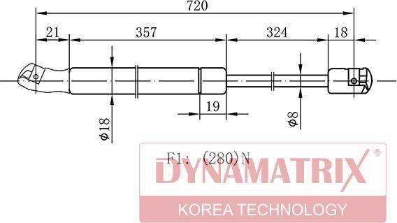 Dynamatrix DGS8945NP - Газовая пружина, капот autospares.lv