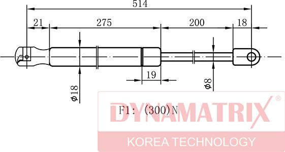 Dynamatrix DGS291919 - Газовая пружина, упор autospares.lv