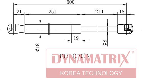 Dynamatrix DGS291749 - Газовая пружина, упор autospares.lv