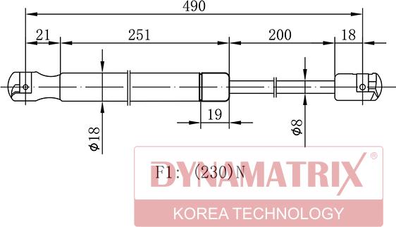 Dynamatrix DGS7764HA - Газовая пружина, упор autospares.lv