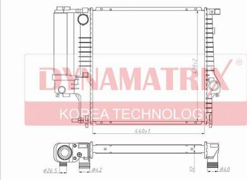 Dynamatrix DR60623A - Радиатор, охлаждение двигателя autospares.lv