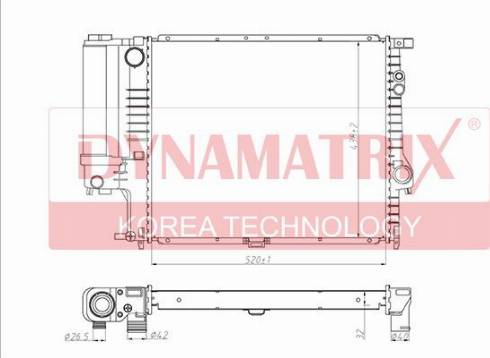 Dynamatrix DR60743A - Радиатор, охлаждение двигателя autospares.lv